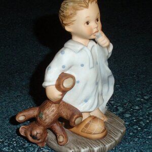 "Tuck Me In" Goebel Berta Hummel Figurine BH 205 Little Boy With Teddy Bear GIFT